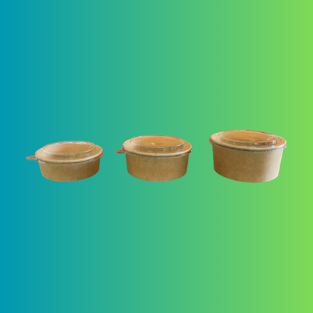 750ml (22oz) Kraft Food Bowls with Lids – 600 Pack Eco-Friendly Takeaway Containers