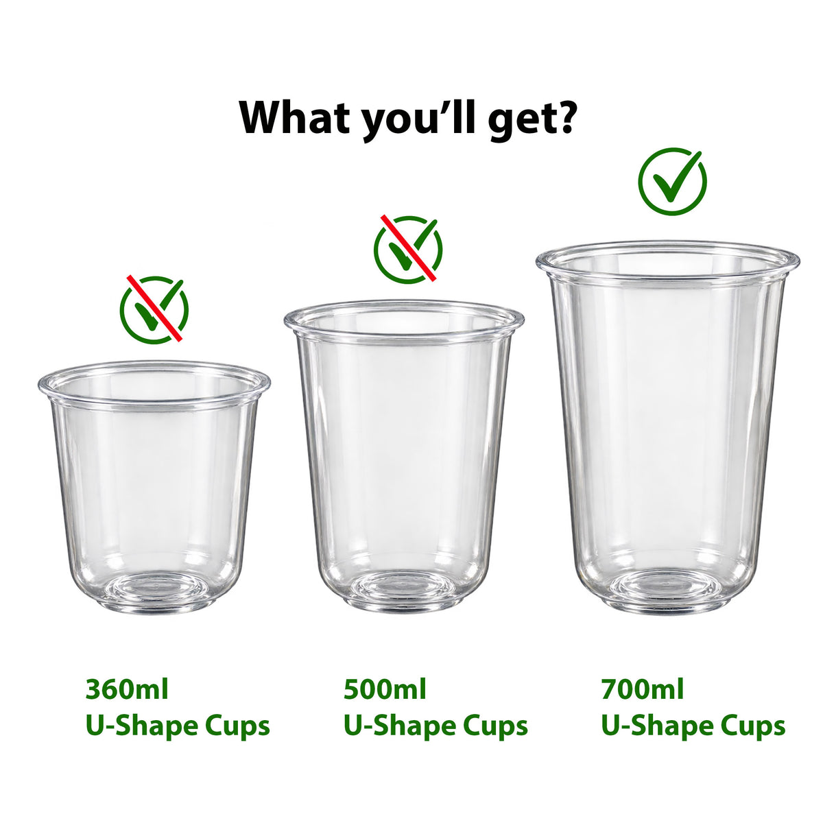 95mm 700ml U-Shape Chubby Bubble Tea Cups 1000pcs Round Bottom Takeaway Cups Pack
