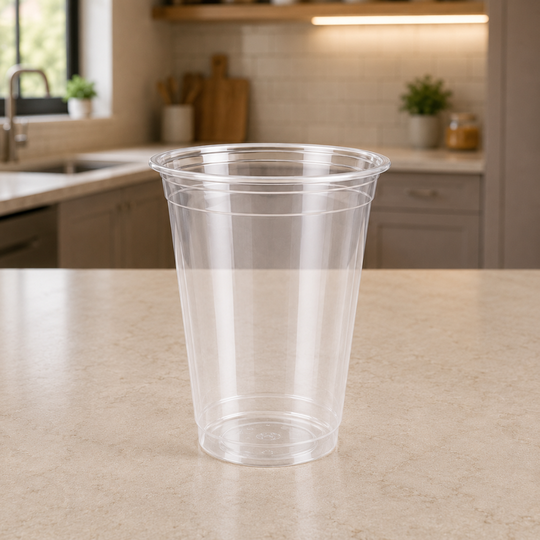 95mm 360ml Flat Plastic Cups for Bubble Tea and Smoothies (1000pcs) | Durable PP Plastic