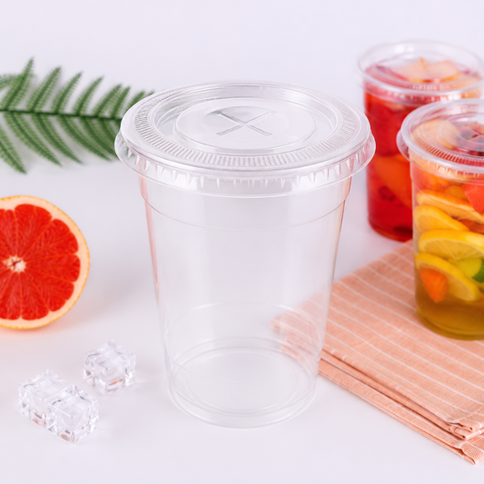 95mm Flat Lid for Bubble Tea and Smoothie Cups (1000pcs) Made of PET with Straw Hole
