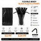 FLEXIBLE BLACK BENDY STRAWS 6mmx210mm