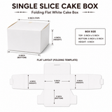 SINGLE SLICE WHITE PLAIN CAKE BOX 5X5X4 INCH FLAT FOLD ONE SIDE LAMINATED