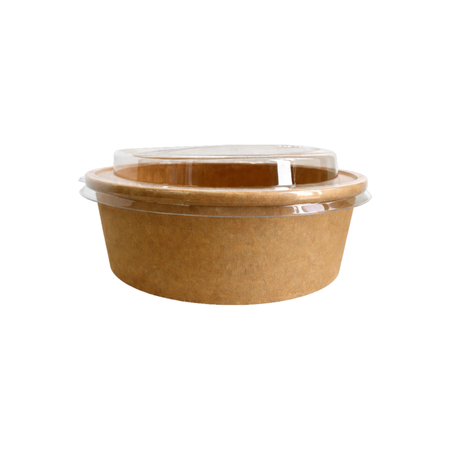 750ml (22oz) Kraft Food Bowls with Lids – 600 Pack Eco-Friendly Takeaway Containers