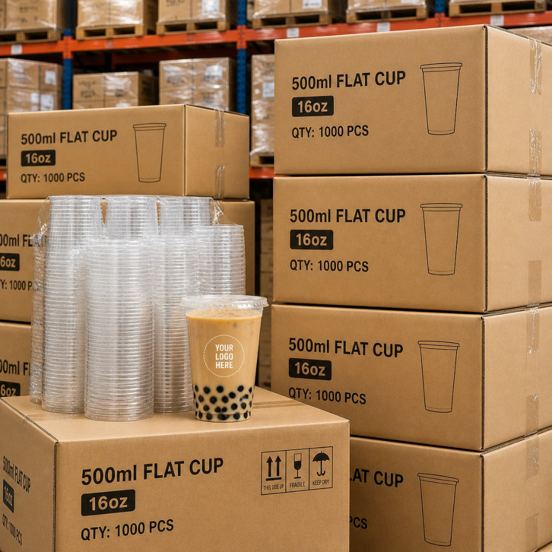 95mm 500ml Flat Plastic Cup Customized – 1000 Cups for Desserts & Cold Drinks