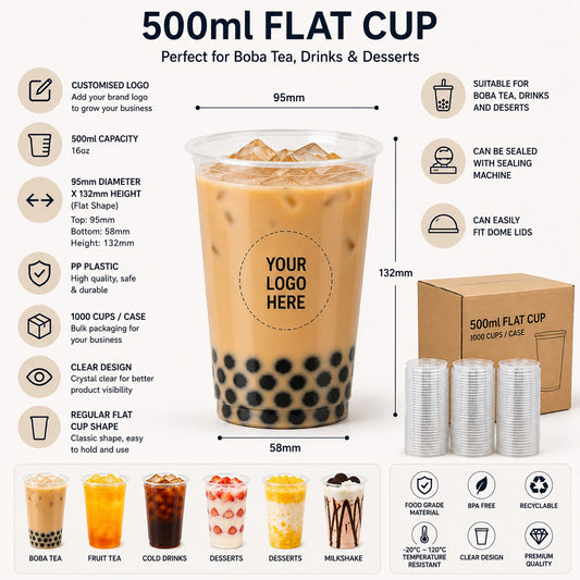 500ml Flat Cup Customized