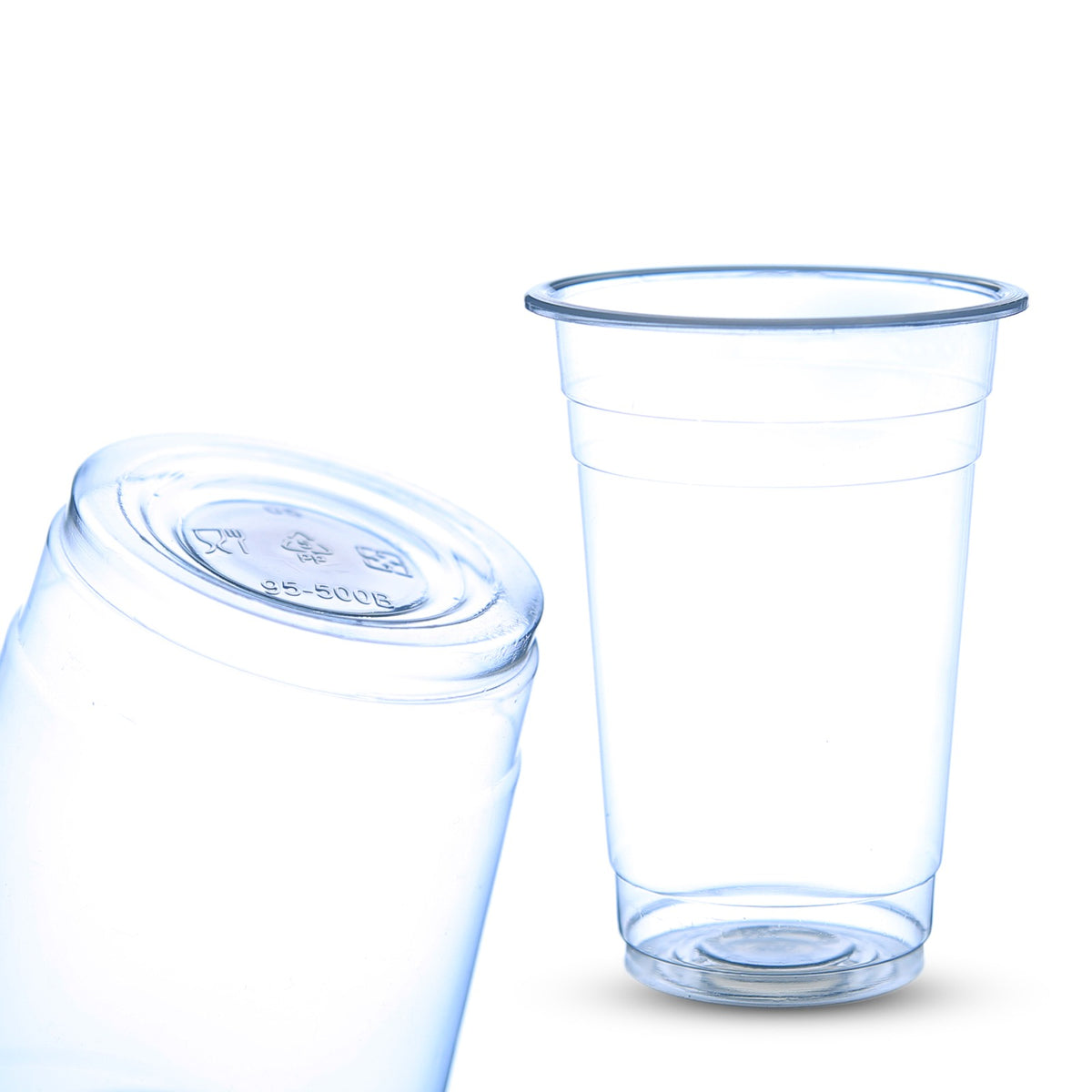 95mm 500ml Flat Plastic Cups For Bubble Tea Cups 1000pcs Round Bottom Takeaway Cups Pack