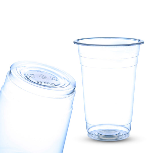 95mm 500ml Flat Plastic Cups For Bubble Tea Cups 1000pcs Round Bottom Takeaway Cups Pack