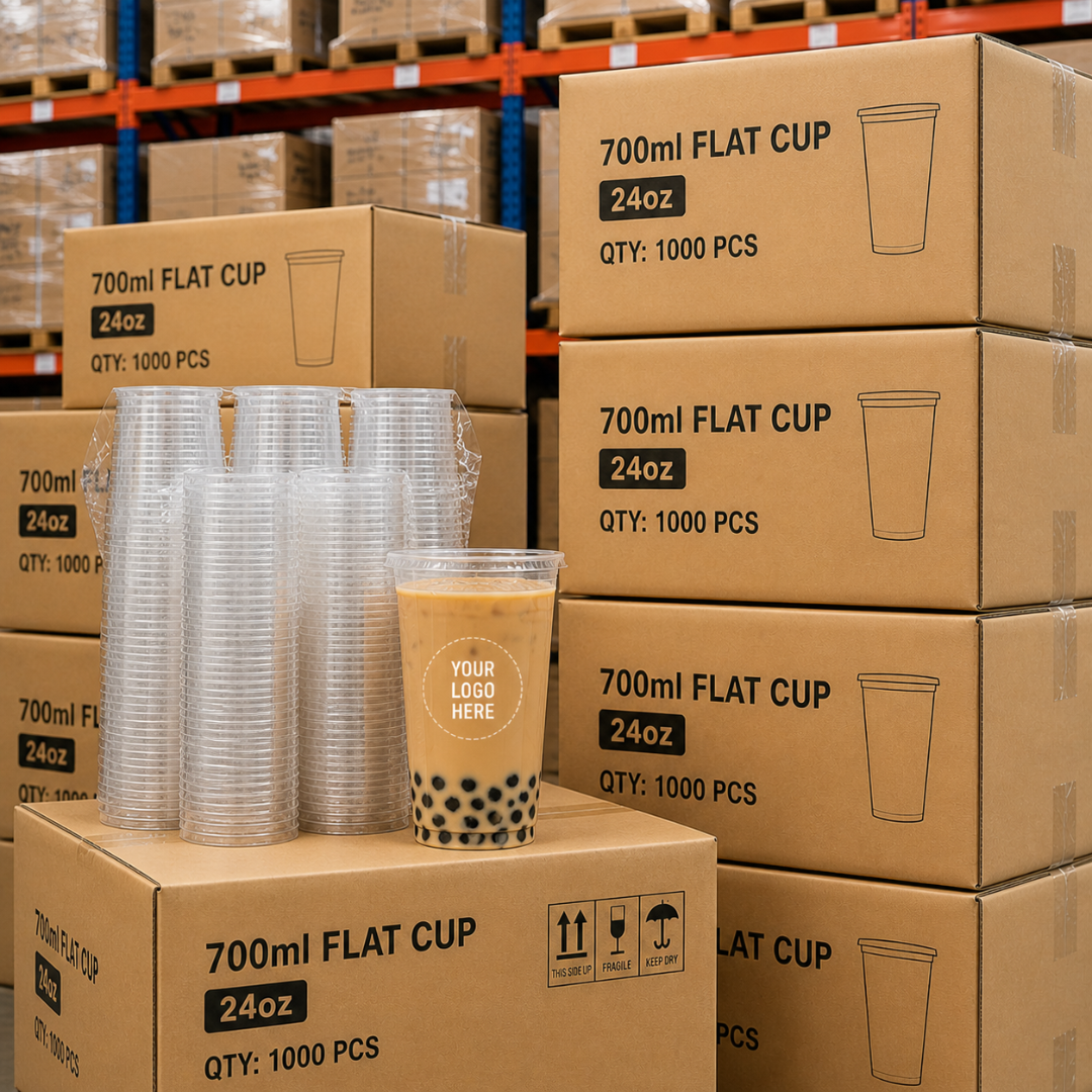95mm 700ml Flat Plastic Cup Customized – 1000 Cups for Desserts & Cold Drinks