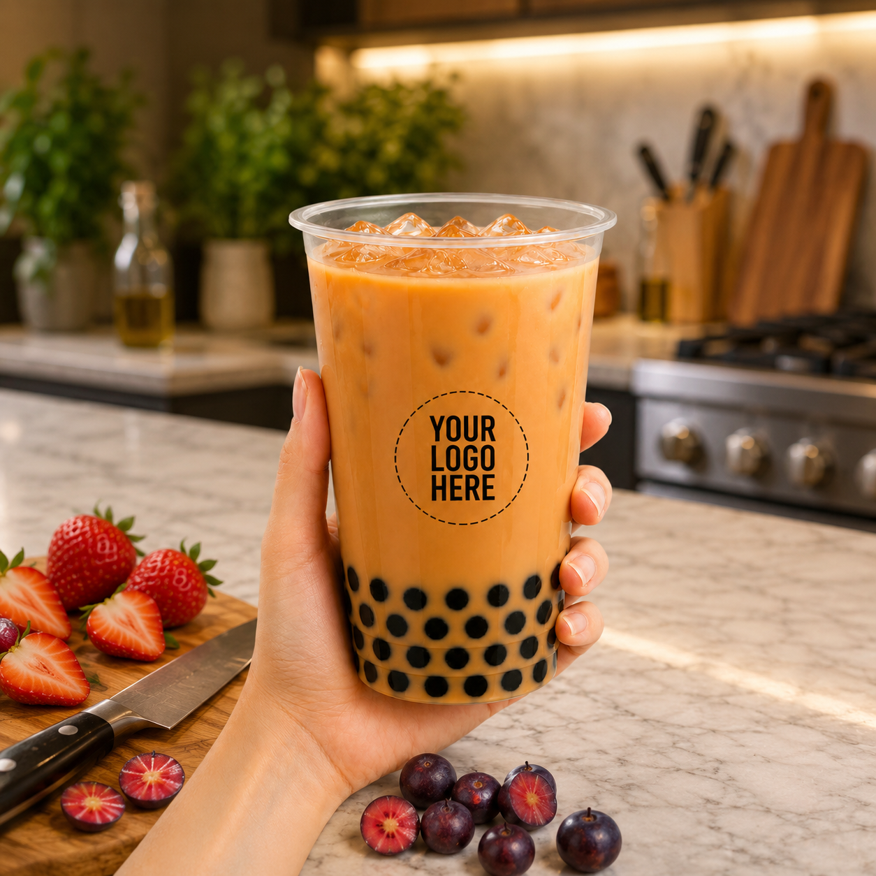 95mm 700ml Flat Plastic Cup Customized – 1000 Cups for Desserts & Cold Drinks
