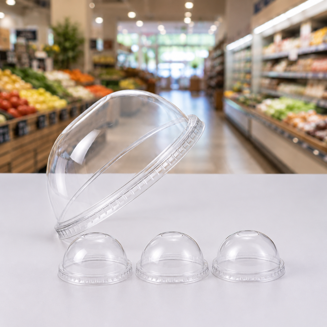 95mm Dome Lids for Bubble Tea and Smoothie Cups (1000pcs) - Designed with Straw Hole
