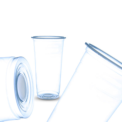 700ml plastic milkshake cup with flat lid – clear takeaway dessert cup